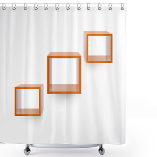 Personality  Vector Set Of Wooden Shelves. Shower Curtains