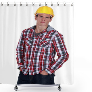 Personality  Portrait Of A Standoffish Tradesman Shower Curtains