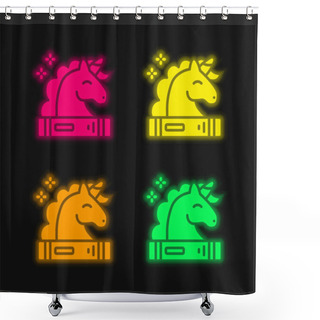 Personality  Book Four Color Glowing Neon Vector Icon Shower Curtains