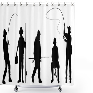 Personality  Various Fisherman2 Silhouettes Shower Curtains
