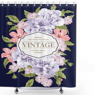 Personality  Invitation With Colorful Flowers. Shower Curtains