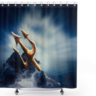 Personality  Poseidon's Trident At Sea Shower Curtains