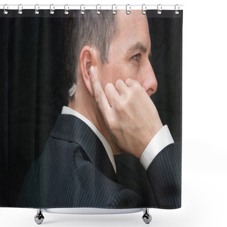 Personality  Secret Service Agent Listens To Earpiece, Side Shower Curtains