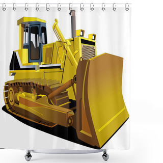 Personality  Yellow Dozer Shower Curtains