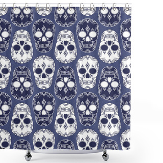 Personality  Vector Pattern With Skulls Shower Curtains