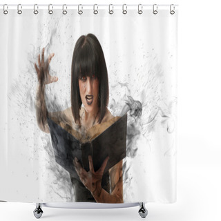 Personality  Woman With A Magic Book Shower Curtains