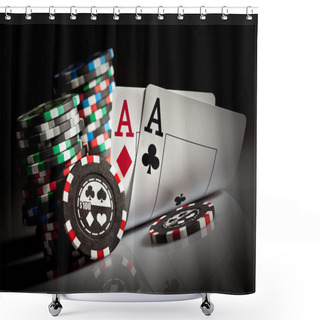 Personality  Gambling Chips And Aces Shower Curtains