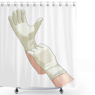 Personality  Hands In Sterile Gloves. Shower Curtains