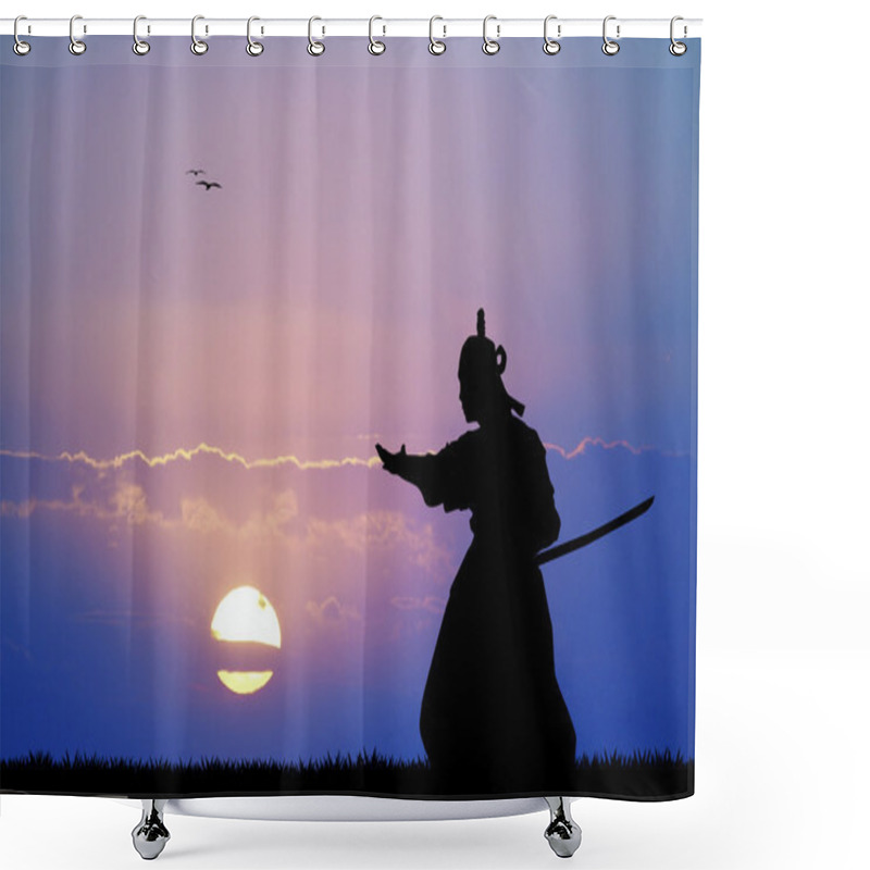 Personality  Samurai With Sword Shower Curtains