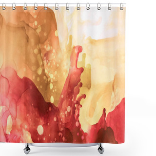 Personality  Brown And Red Splashes Of Alcohol Inks As Abstract Background Shower Curtains