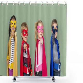 Personality  Children In Superhero Costumes Shower Curtains