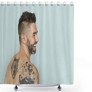 Personality  Man With Tattoos On Back Shower Curtains