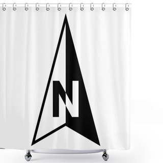 Personality  N North Compass Map Icon Arrow, North Logo Direction Orientation Shower Curtains
