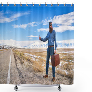 Personality  Bearded Hitch Hiker Thumbing Shower Curtains