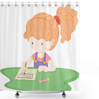 Personality  A Girl Drawing Picture Shower Curtains