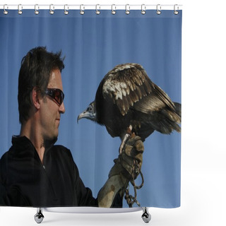 Personality  An Egyptian Vulture (Neophron Percnopterus) And A Falconer Shower Curtains