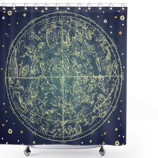 Personality  Vintage Zodiac Constellation Of Northen Stars. Shower Curtains