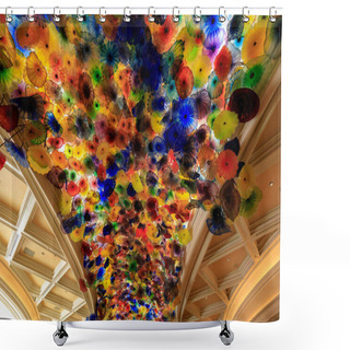 Personality  Colorful Fiori Di Como Glass Flower Structure By Sculptor Chihuly In The Lobby Of The Bellagio Hotel And Casino On The Las Vegas Strip Shower Curtains