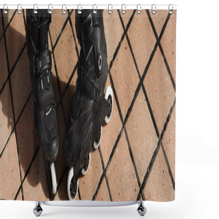 Personality  Top View Of Roller Blades Outdoors At Daytime, Banner  Shower Curtains