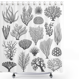 Personality  Coral Formations Vector Silhouettes Shower Curtains