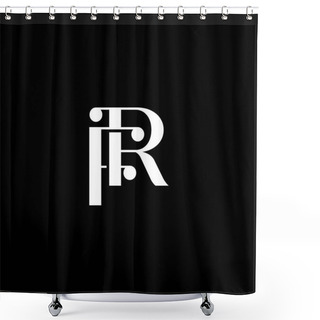Personality  R F Letter Logo Abstract Design On Black Color Background. Rf Monogram Shower Curtains
