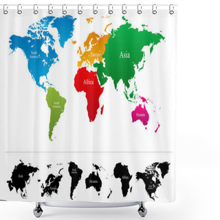 Personality  Vector World Map With Colorful Continents Atlas - EPS Shower Curtains