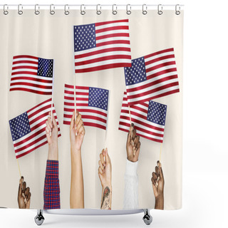 Personality  Hands Waving Flags Of The United States Shower Curtains