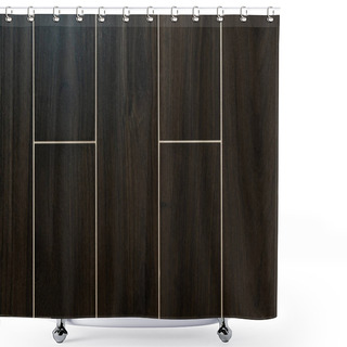 Personality  Background Of Dark Brown, Rectangular Tiles With Wood Surface Imitation, Top View Shower Curtains