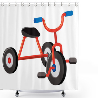 Personality  A Red Tricycle On White Background Illustration Shower Curtains