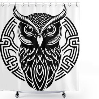 Personality  Black And White Line Art Of Owl Head. Good Use For Symbol, Mascot, Icon, Avatar, Tattoo,T-Shirt Design, Logo Or Any Design. Vector Illustration Shower Curtains