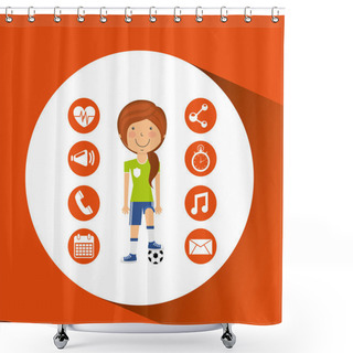 Personality  Sport Girl Soccer Game Ball Graphic Shower Curtains