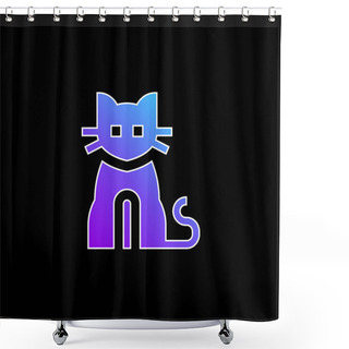 Personality  Black Cat Blue Gradient Vector Icon Shower Curtains