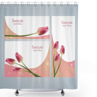 Personality  Brochure Template Cards With Red Tulips Shower Curtains