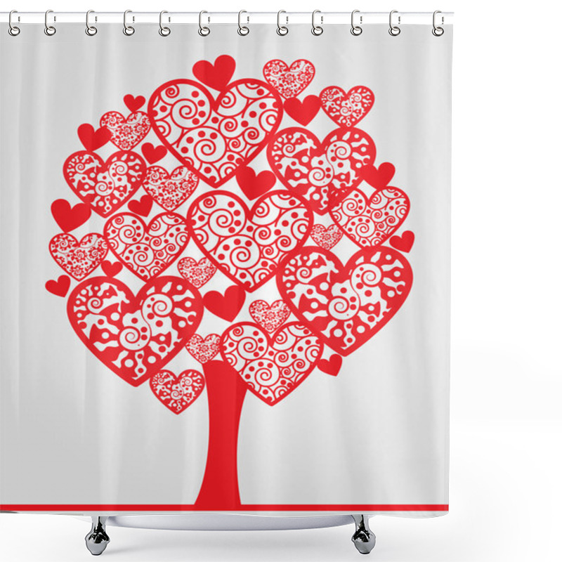 Personality  Love Tree Made Of Hearts. Shower Curtains