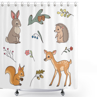 Personality  Cute Forest Animals Shower Curtains