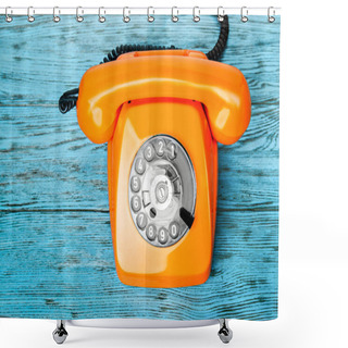 Personality  Vintage Phone On The Table Shower Curtains