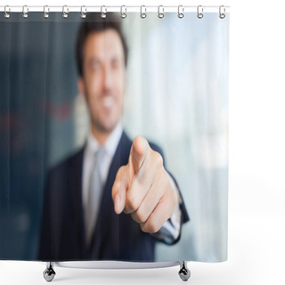 Personality  Businessman Pointing His Finger At You Shower Curtains