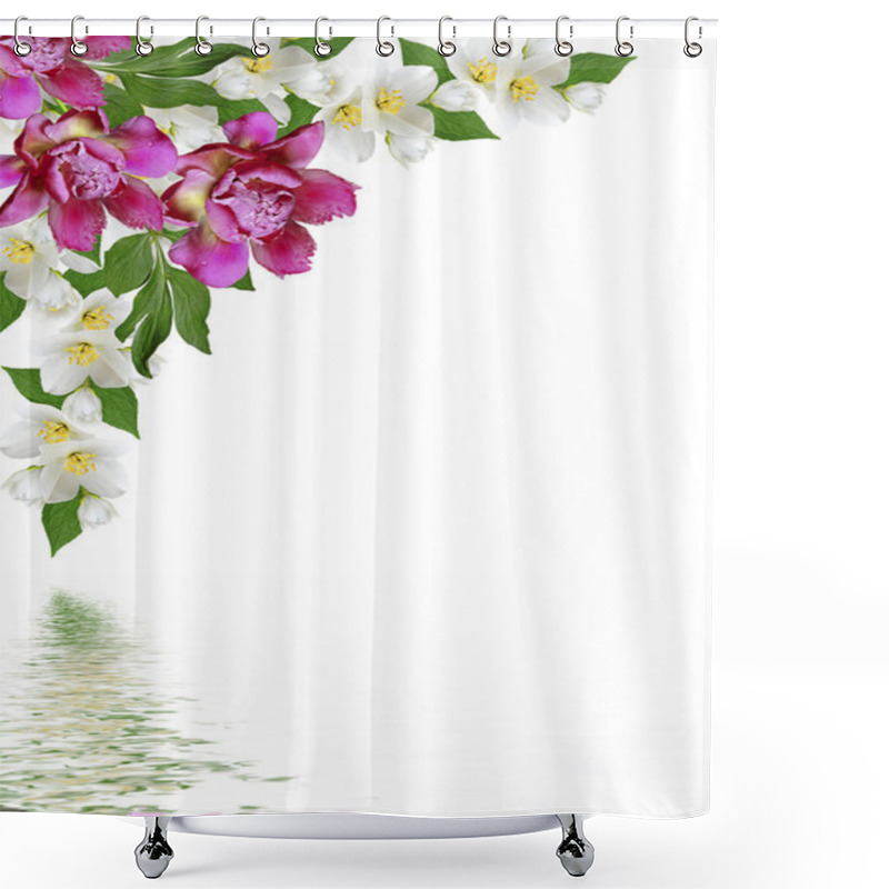 Personality  branch of jasmine flowers isolated on white background shower curtains