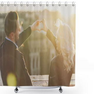 Personality  Happy Young Couple Shower Curtains