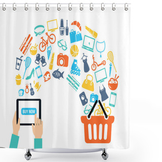 Personality  Shopping Online Background Shower Curtains