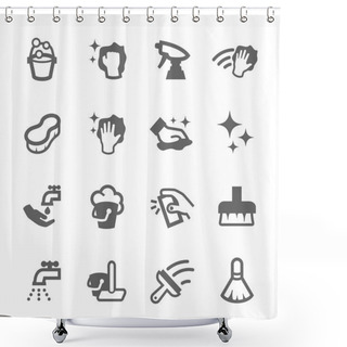 Personality  Cleaning Icons Shower Curtains