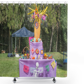 Personality  Traditional Mexican Altar Installation. Shower Curtains