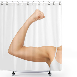 Personality  Sporty Woman Flexing Her Biceps Shower Curtains