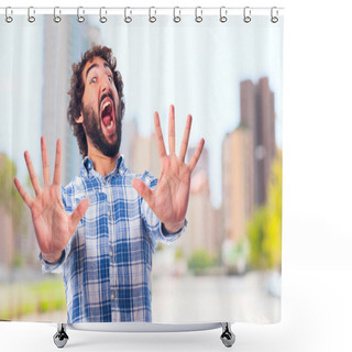 Personality  Young Frightened Man Shower Curtains