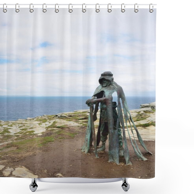 Personality  Gallo Statue Overlooking Cornish Coast At Tintagel. Inspired By Legend Of King Arthur Shower Curtains