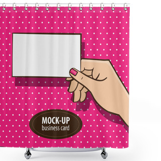 Personality  Hand Of Woman With White Blank Rectangle Shower Curtains