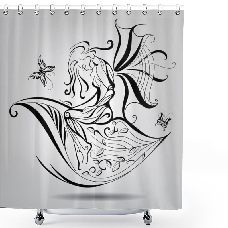 Personality  Girl With Butterfly Wings. Shower Curtains