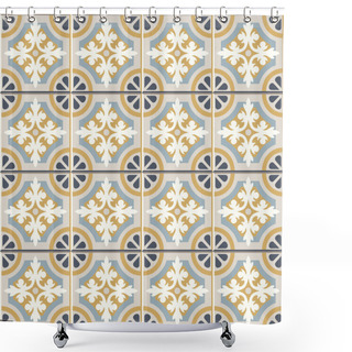 Personality  Floor Tiles - Seamless Vintage Pattern With Quatrefoils. Seamless Vector Background. Plain Colors - Easy To Recolor. Shower Curtains