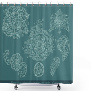 Personality  Decorative Floristic Elements In Vintage Style. Vector Illustration Shower Curtains