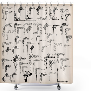 Personality  Decorative Elements. Angle Design. Big Set. Vector Image. Shower Curtains